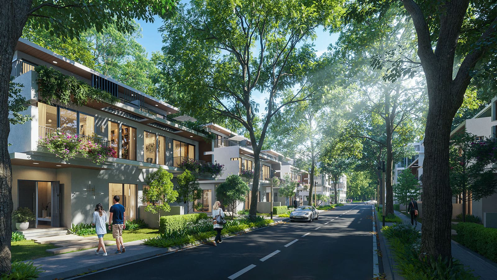 Không gian sống giữa 7 tầng cây xanh tại Ecovillage Saigon River.