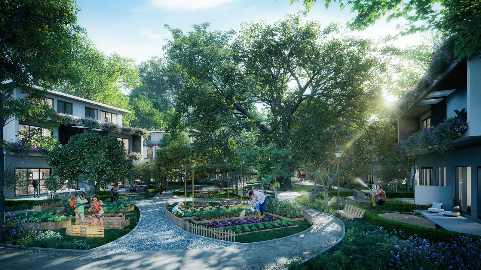 Không gian sống giữa 7 tầng cây xanh tại Ecovillage Saigon River.
