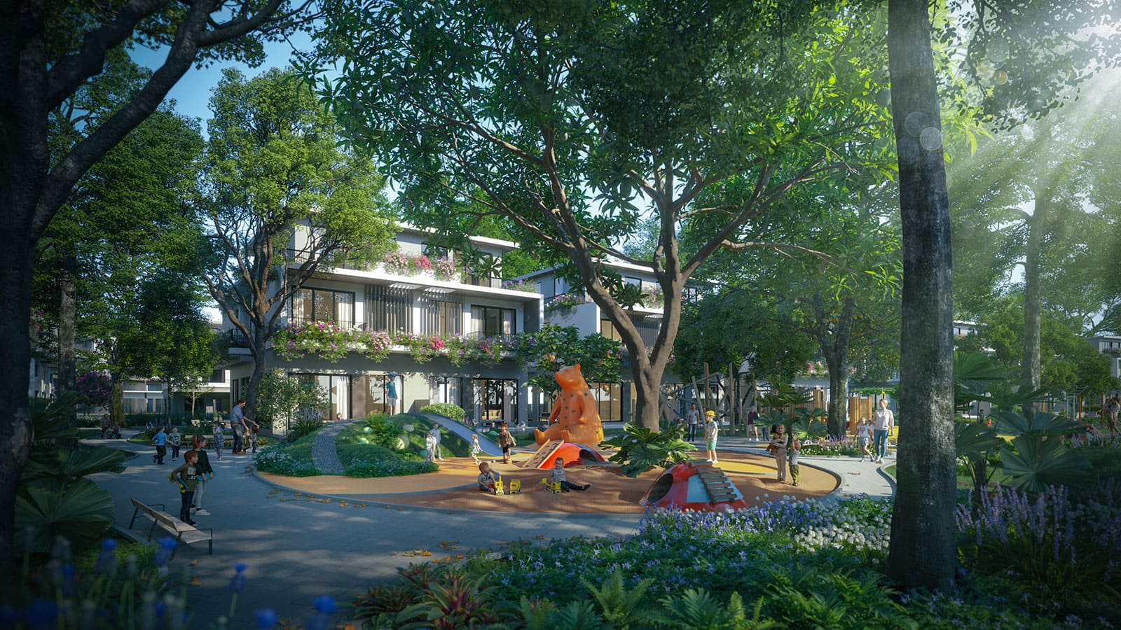 Không gian sống giữa 7 tầng cây xanh tại Ecovillage Saigon River.