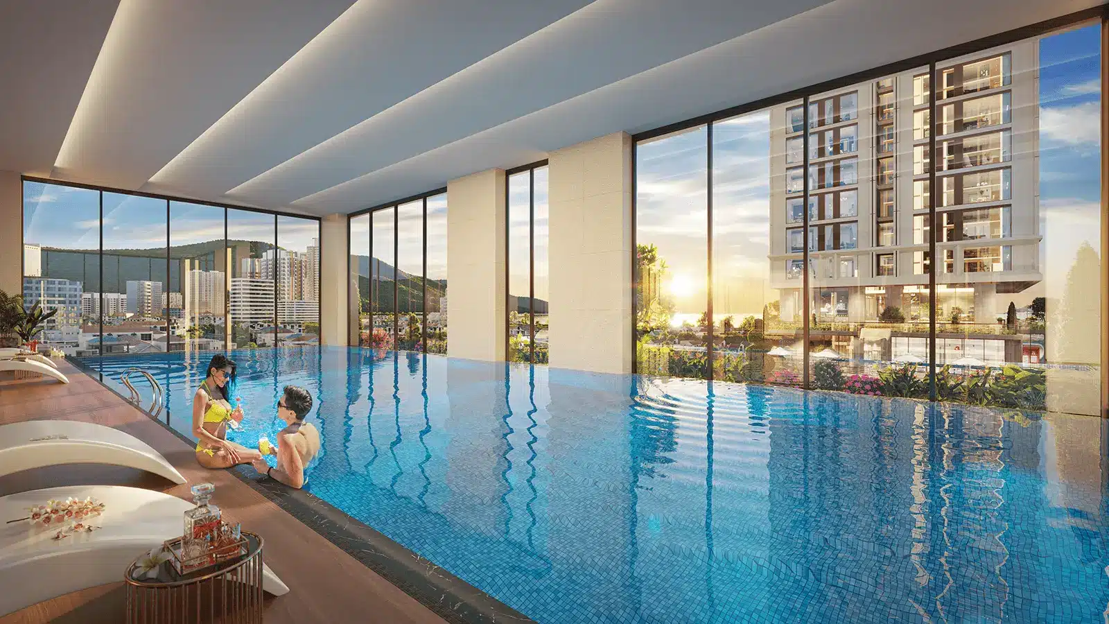 Hồ bơi tại Sun Costa Residences Đà Nẵng mang đến không gian sống đẳng cấp với tiện ích 5 sao cho cư dân.