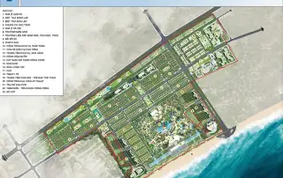 Quy hoạch khu đô thị mới Sun Group Vũng Tàu với tổng diện tích 96,6ha, giáp bờ biển Đông.