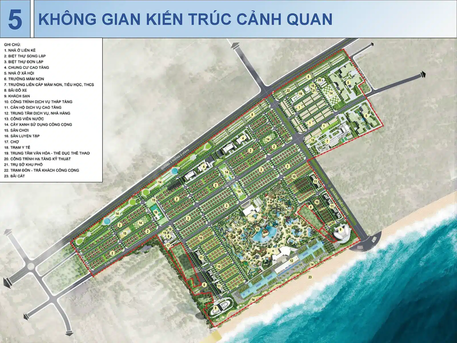 Quy hoạch khu đô thị mới Sun Group Vũng Tàu với tổng diện tích 96,6ha, giáp bờ biển Đông.