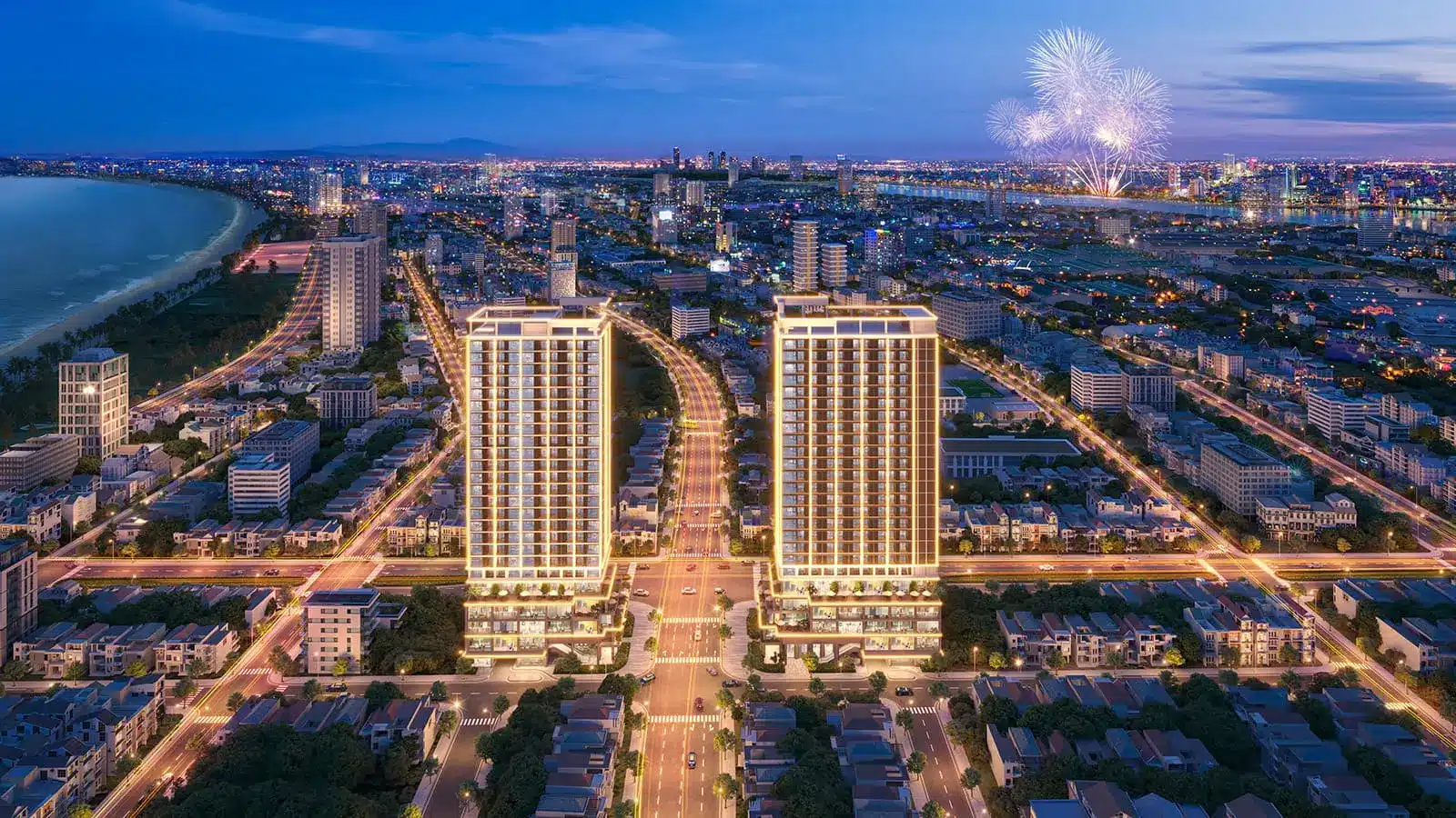 Toàn cảnh Sun Costa Residences Đà Nẵng – khu căn hộ cao cấp ven biển với tầm nhìn đẹp mê hồn.
